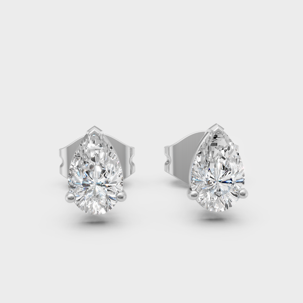 Pear Cut Lab Diamond Stud Earrings In Hallmark Rose Gold